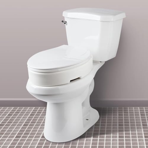 Carex Health Brands Hinged Elongated Toilet Seat Riser, Adds 3.5 Inches of Height to Toilet, 300 Pound Weight Capacity, Raised Toilet Seat, White (FGB32100 0000) - style: Elongated