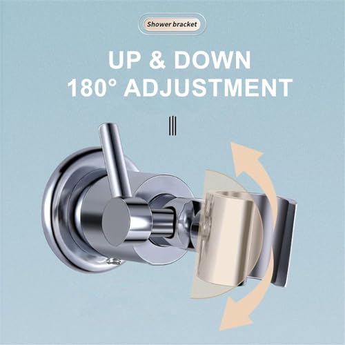 All Metal 180 Adjustable Shower Wand Holder with Handle, Wall Mount, Handheld Shower Head Bracket