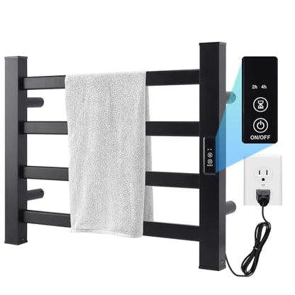 Towel Warmer Heated Towel Bar-Rack - Nopwer Bathroom Wall Mounted Electric Towel Drying Plug-in Matte Black 4 Bars - color: 4 Bars