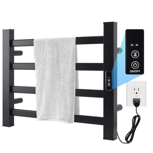 Towel Warmer Heated Towel Bar-Rack - Nopwer Bathroom Wall Mounted Electric Towel Drying Plug-in Matte Black 4 Bars - color: 4 Bars