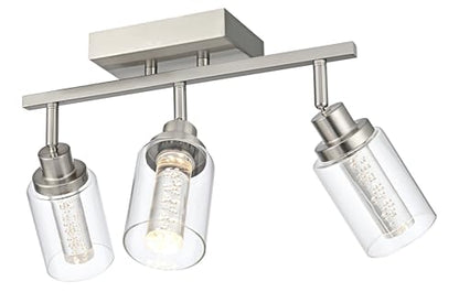 MELUCEE 3-Light LED Track Light Brushed Nickel with Flexibly Pivoting Heads | Modern Ceiling Light Bathroom Wall Light, Built-In LED Chips, 5-Color Temperature Adjustable - color: Brushed Nickel, size: 3 Lights