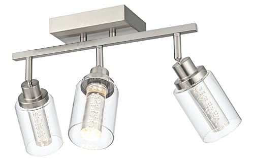 MELUCEE 3-Light LED Track Light Brushed Nickel with Flexibly Pivoting Heads | Modern Ceiling Light Bathroom Wall Light, Built-In LED Chips, 5-Color Temperature Adjustable - color: Brushed Nickel, size: 3 Lights