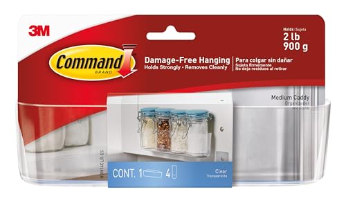 Command Clear Medium Caddy with Clear Strips, 1 Caddy, 4 Strips - color: Transparent