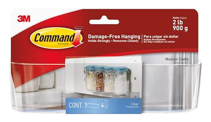 Command Clear Medium Caddy with Clear Strips, 1 Caddy, 4 Strips - color: Transparent