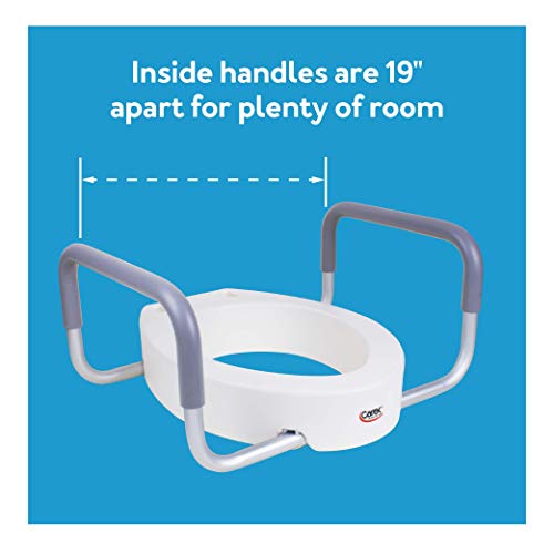 Carex 3.5 Inch Raised Toilet Seat with Arms, Elongated Toilet Seat Riser, Up to 250 lbs Capacity, Elevating & Raising Seat for Elderly & Handicap, Universal, Slip-Resistant with Padded Handles, White - size: Elongated