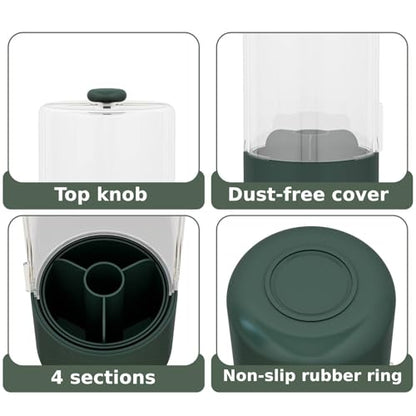 YOOLENS Toothbrush Holder with Cover 360 Rotating 4 Compartments Bathroom Toothpaste Electric Toothbrush Organizer, Dark Green - color: Dark Green