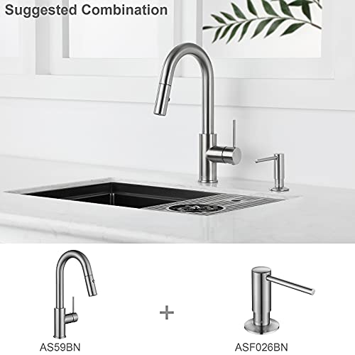 AS59BN Brushed Nickel Bar Faucet or Prep Kitchen Sink Faucet with Pull Down Sprayer and Single Handle - color: Brushed Nickel, style: Classic