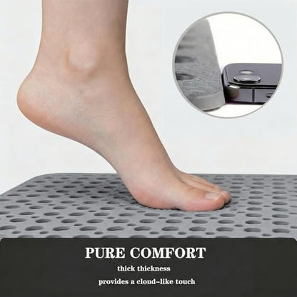 Nonslip Bath Tub Shower Mat with Suction Cups, Extra Soft TPE Bath Mat for Kids, Bathtub Bathroom Mats, Machine Washable, Smooth/Non-Textured Tubs Only, 30L x 17W Inch (Light Gray) - color: Light Gray, size: 30" x 17" (Rectangular)