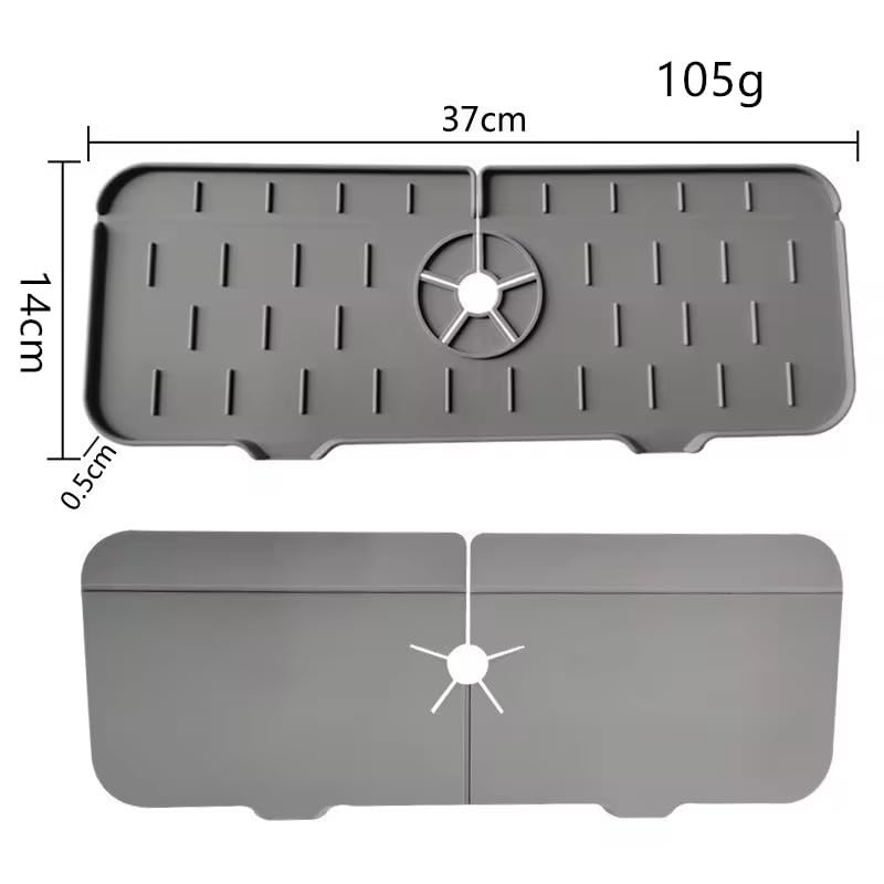Silicone Sink Splash Guard for Faucet – Faucet Mat Drip Catcher, Kitchen Sink Water Guard, Behind Faucet Protector, Fast-Drying, Fits Most Sinks (14.5” x 5.5”, Dark Gray)