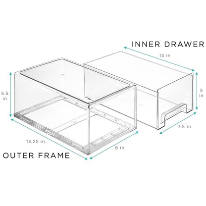 Sorbus Plastic Storage Bins Stackable Clear Pantry Organizer Box Bin for Organizing Kitchen Fridge, Food, Snack Pantry, Fruit, Vegetables, Bathroom, Wide & Narrow Deep (6 Pack) - size: 6 Pack