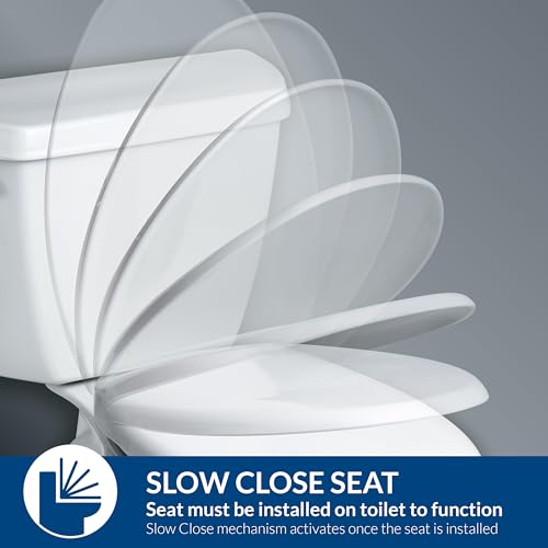 Bemis Slow Close Round Toilet Seat, Easy Clean Hinges, White | Soft close lid never slams, quick-release hinges for deep cleaning, durable plastic, fits all round toilets, 730SLEC - size: Round, style: Slow Close