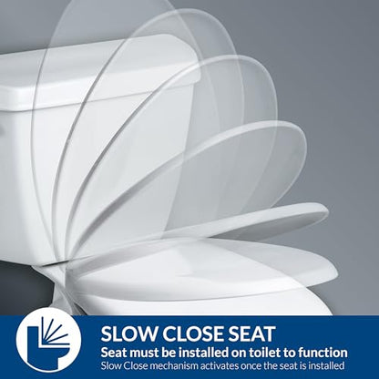 Bemis Slow Close Round Toilet Seat, Easy Clean Hinges, White | Soft close lid never slams, quick-release hinges for deep cleaning, durable plastic, fits all round toilets, 730SLEC - size: Round, style: Slow Close
