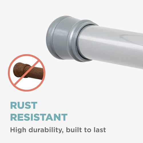 Zenna Home Tension Shower Curtain Rod, Chrome, 44 to 72 Inches – Premium Steel Adjustable Shower Curtain Rod for Bathroom, Easy No Drill Install – Rust Resistant Spring Tension Shower Curtain Bar - color: Chrome, size: 44" to 72" (Standard Size)