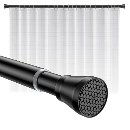 Shower Curtain Rod 45-77 Inch Black Shower Tension Rod Adjustable | Curtain Rod No Drilling Tension Curtain Shower Rods for Bathroom Windows - color: Black., size: 45" to 77"-1Pcs
