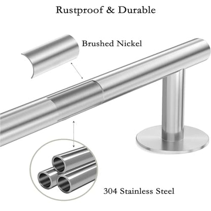 Brushed Nickel 24 Inch Self Adhesive Towel Bar for Bathroom &Shower - color: Brushed Nickel, size: 23.6 Inch