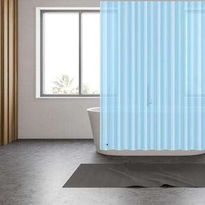 EHZNZIE Clear Blue Shower Curtain Liner 72x72, PEVA Waterproof Bath Curtain, No Chemical Smell, 3 Weighted Magnets, Durable with Rustproof Metal Grommets - color: Clear Blue, size: 72"W x 72"L (Pack of 1)