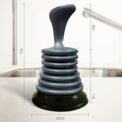 Meadow Lane Small 7" Sink Plunger, Silver/Black | Mini Clog Remover for Kitchen & Bathroom Sink Drains, Hand Ergonomic, Space-Saving & Powerful Suction, Universal Fit, 2-Pack - color: Silver and White, size: 2 Pack