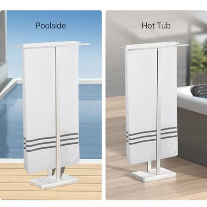 KES 37" H Standing Towel Rack, Heavy Marble Base, Brushed Finish | Taller Version, SUS304 Stainless Steel, 8.23 Lb Base, Anti-Slip Pads, Ideal For Large Bath Towels, No Drilling - color: Brushed Finish, size: 37" H (Equal-height)