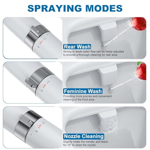 Toilet Bidet Attachment, Non-Electric Dual Nozzle (Feminine/Bidet Wash), Self-Cleaning Fresh Cold Water Sprayer Bidets for Toilets with Adjustable Water Pressure (Rotary Toggle, Chrome) - color: Rotary Toggle, Chrome