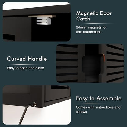 HITNET Black Bathroom Storage Cabinet, Hanging Medicine Cabinet with Adjustable Shelf, Bamboo Over the Toilet Wall Mounted Space Saver Organizer, Double Doors - color: Black