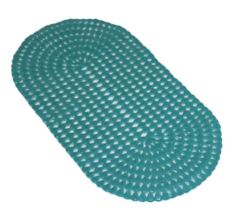 Luxury Oval Bath & Shower Mat 27" x 15" – Non-Slip PVC Bath Mat with Secure Suction Cups, Pear Diamond Design, Modern Bathroom Safety – Dependable Industries (Turquoise) - color: Turquoise