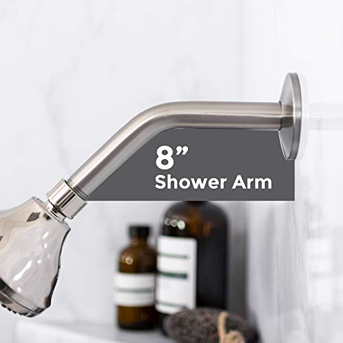 LDR 8 Inch Shower Arm and Flange, Stainless Steel Construction, Shower Head Extension Extender Pipe Arm, Brushed Nickel Finish