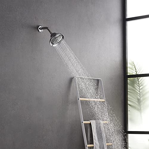 Rainovo 6 Spray Settings High Pressure Shower Head 5" Rain Fixed Showerhead - Brushed Nickel Adjustable Shower Head with Anti-Clogging Nozzles, Low Flow Easily Installation (RN-AU055003BN) - color: Brushed Nickel