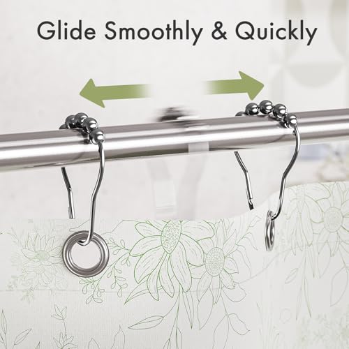 Shower Curtain Rings, Rust-Resistant Metal Shower Hooks Ring Shower Rings for Curtain Rolling Shower Curtain Hooks for Bathroom Shower Rod Shower Curtain Hangers, Set of 12, Chrome - color: Chrome