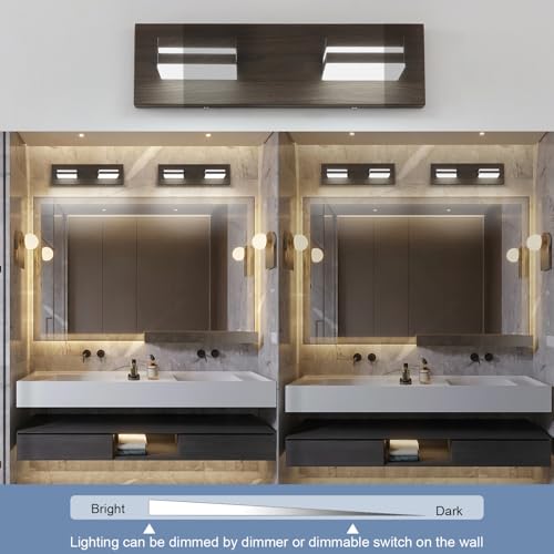 SineRise LED Modern Bathroom Vanity Light Fixtures, Modern Acrylic Bathroom Wall Lighting Fixtures Over Mirror, 2-Light, 15.5-Inch, Brown, 100%-0% White - color: Brown, 100%-0% White, size: 2-Light, 15.5-Inch