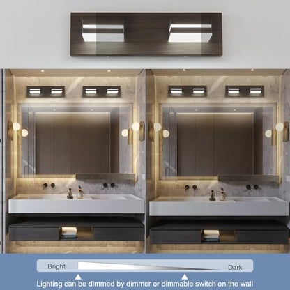 SineRise LED Modern Bathroom Vanity Light Fixtures, Modern Acrylic Bathroom Wall Lighting Fixtures Over Mirror, 2-Light, 15.5-Inch, Brown, 100%-0% White - color: Brown, 100%-0% White, size: 2-Light, 15.5-Inch