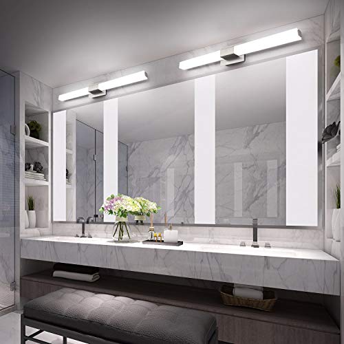 Bathroom Vanity Lighting fixtures 39.4" LED Satin Nickel Steel Frosted White Acrylic Shade Cool White Light 6000K for Bathroom - color: Brushed Nickel - Dimmable, size: 40 inch