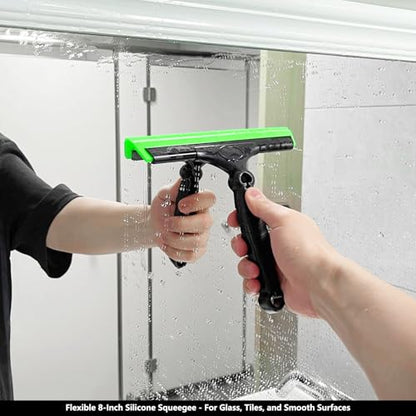 EHDIS 2PCS Flexible 8-Inch Silicone Squeegee Window Tint Tool Auto Water Blade, Shower Squeegee for Car Windshield, Glass, Tiles, and Smooth Surfaces (Green) - color: Green