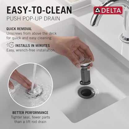 Delta Nicoli Centerset Chrome Bathroom Faucet, 4 Inch 3 Hole Bathroom Sink Faucet for Vanity, Push-Pop Drain Assembly, Chrome 25849LF - color: Chrome