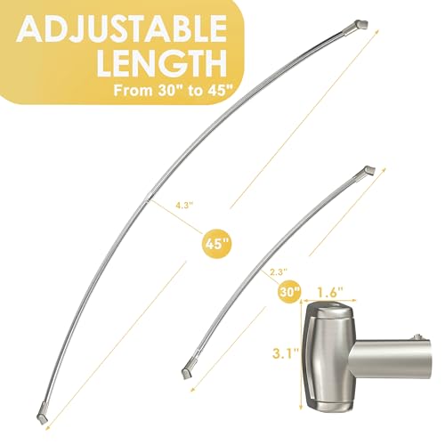 Chrsouly Adjustable 30-45 inches Curved Shower Curtain Rod, Premium Stainless Steel Rustproof Shower Rod for Bathroom, Need to Drill, Nickel - color: Nickel, size: 30-45 Inches