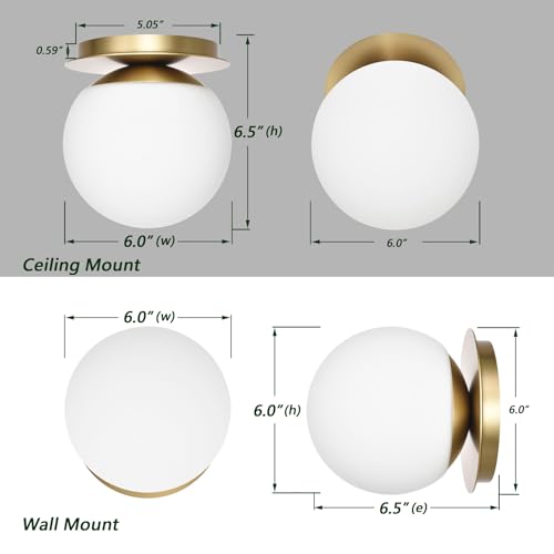 Wall Sconces, 1 Light Modern Globe Sconce in Aged Brass, Wall Light for Bedroom Bathroom Living Room & Hallway Vanity Lighting, Ceiling Light Fixture - color: Aged Brass, size: 1-Light