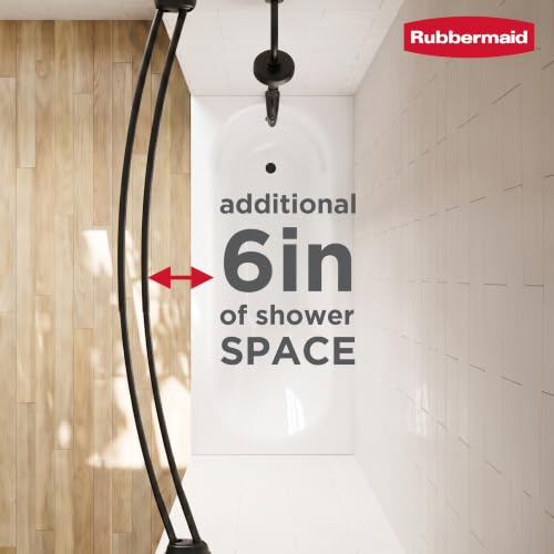 Rubbermaid Double Curved Shower Curtain Rod, No Drill, 50-72 Inches Adjustable Tension Shower Rod for Bathroom, Non-Slip, No Rust, Matte Black - color: Black