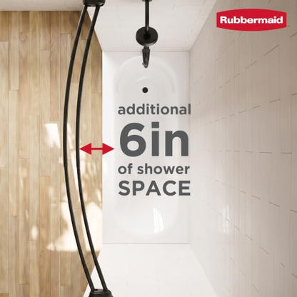 Rubbermaid Double Curved Shower Curtain Rod, No Drill, 50-72 Inches Adjustable Tension Shower Rod for Bathroom, Non-Slip, No Rust, Matte Black - color: Black