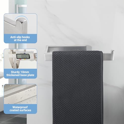 Sayayo Brushed Nickel Hand Towel Holder, Towel Bar for Bathroom Wall | SUS304 Stainless Steel Towel Ring 10 Inch, Kitchen Towel Rack Modern Square - color: Brushed Nickel