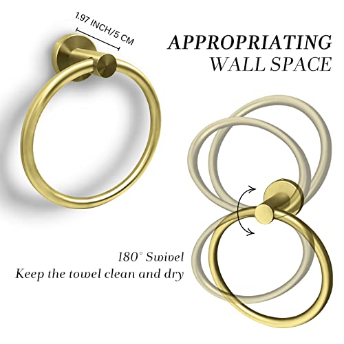 Stainless Steel Gold Towel Ring Hand Towel Holder for Wall Mounted Bathroom Towel Rack holder simple Round Towel Hanger (Brushed Gold) - color: Gold Towel Ring