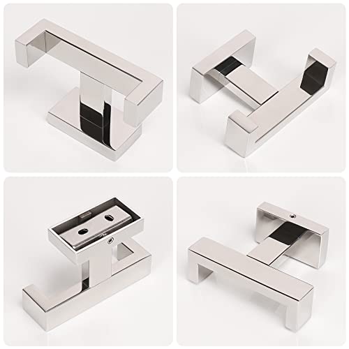 NearMoon Bath Double Towel Hook- SUS304 Stainless Steel Square Robe Towel Holder, Heavy Duty Rustproof Double Coat Hook for Bathroom Livingroom Kitchen Wall Mounted, 2 Pack (Chrome Finish) - color: Chrome Finish