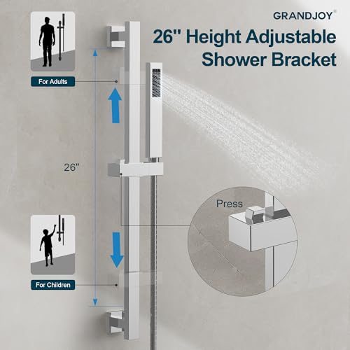 Shower Faucet Set, 10" & 6" Dual Rainfall Shower Heads System for Wall Mount with Slide Bar & Handheld Sprayer, Chrome - color: Chrome