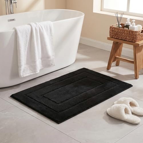 GRANNY SAYS Bathroom Rug Mat, Bath Mats for Bathroom Non-Slip, Super Soft and Water Absorbent, Microfiber Bath Rugs, Machine Wash Dry, Large Bath Rugs for Bath Floor, 36" x 24" - color: Black, size: 2' x 3' (24" x 36")