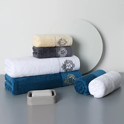 Luxury Bathroom Super Soft and Highly Absorbent Premium 100% Cotton Bath Towel Set for Gifts (Blue-D) - color: Blue-d