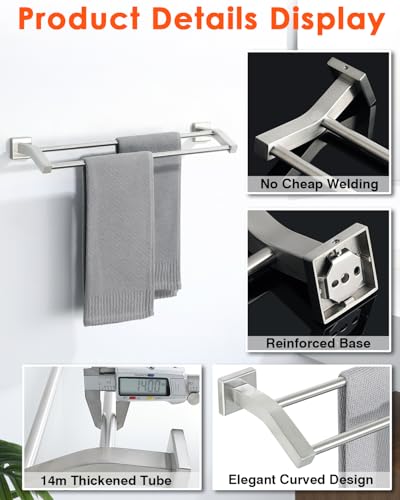 Alise Double Bath Towel Bar, 28" Towel Racks for Bathroom, Brushed Nickel | SUS304 Stainless Steel Bathroom Towel Holder, Quick Drying Towel Hanger Towel Rod Wall Mounted, Useable Length 26.5" - color: Brushed Nickel, size: 28-Inch (2-Bars)