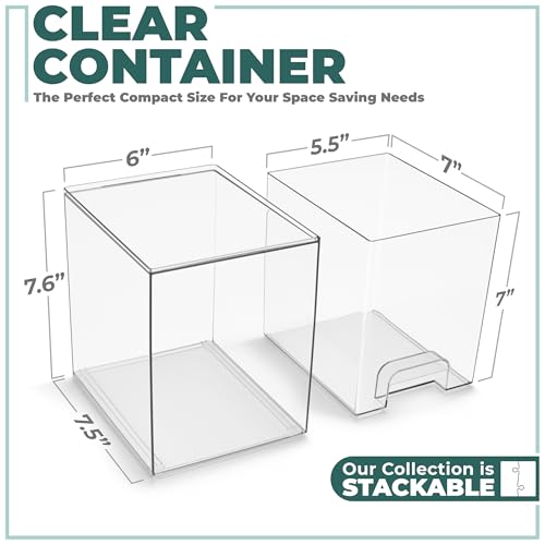 Sorbus Acrylic Storage Containers - 2 Pack, Stackable Storage Bins Set for Bathroom Organization - Clear Acrylic Drawer Organizers - Makeup Case Pull-Out Drawers (7.6’’ Tall) - size: 2 Pack, 7.6’’ Tall