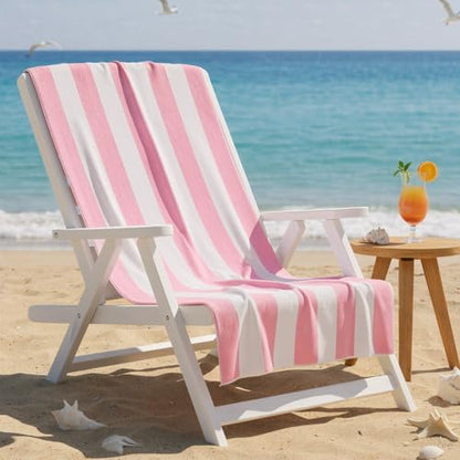 4 Pack Beach Towels Cabana Stripe Polyester Lightweight Quick-Dry Swim Pool Towel, 30'' x 60'' Oversized Compact Travel Bath Towel, Camping | Ultra-Portable, Multi-Functional, Pink - color: Pink 4pack