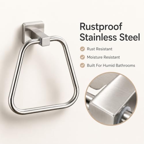Brushed Nickel Towel Ring for Bathroom 2 Pack, Kitchen Bath Towel Holder Hangers Wall Mount Heavy Duty Stainless Steel - color: Brushed Nickel, size: 2 Pack