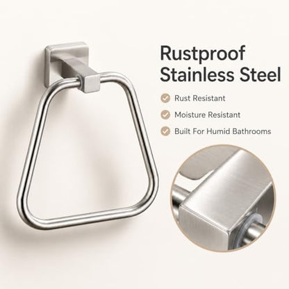 Brushed Nickel Towel Ring for Bathroom 2 Pack, Kitchen Bath Towel Holder Hangers Wall Mount Heavy Duty Stainless Steel - color: Brushed Nickel, size: 2 Pack