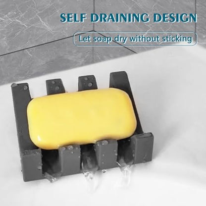 Soap Dish Holder for Shower with Suction Cup, Silicone Soap Holder & Saver Self-Draining Bar Soap Dish Keeps Soap Dry for Bathroom, Kitchen, Bathtub, Extends Soap Life (White+Grey)-2Pack - color: (White + Grey) - 2 Pack