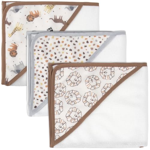 Baby Bath Essential Hooded Baby Bath Towel and Washcloth 6 Piece Set for Newborns, Infants & Toddlers, Boys & Girls Baby Hooded Towels Set (Safari Animals) - color: Safari Animals